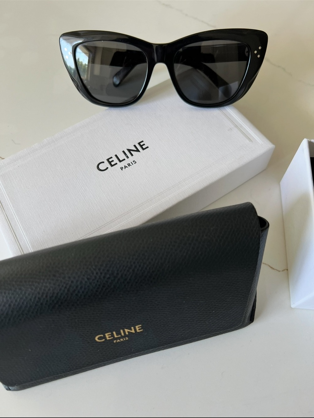 Celine Black Cat-Eye Sunglasses with Dark Lenses
